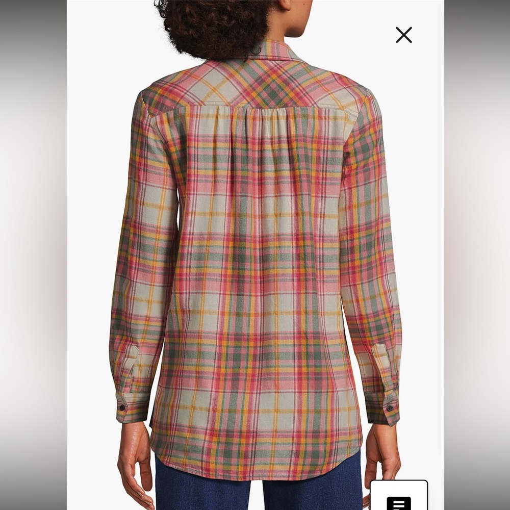Lands End Boyfriend Fit Plaid Button Down Cotton Flannel Size 2X - Picture 11 of 12